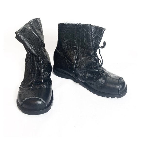 BUYKUD Soft Leather Black Boots - Picture 3 of 5